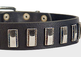 Ornament Dog Collar made of leather for Bulldog