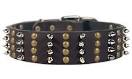 Bulldog Spike Studded Collar/2 inch wide Leather Studs collar