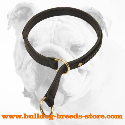 Fashionable Wide Braided Leather Bulldog Choke Collar