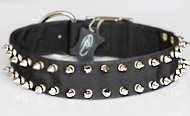 Black Nylon Spiked Dog Collar - 2 Rows of spikes