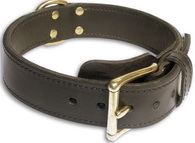 Bulldog 2 PLY Leather Black collar 21''/21 inch dog collar-c33nh Bulldog 2 PLY Leather Black collar 21''/21 inch dog collar-c33nh