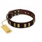 "Peace and Harmony" FDT Artisan Brown Leather Bulldog Collar with Plates