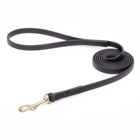Black Biothane Bulldog Leash for Walking, Tracking