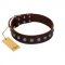 "Spring Flower" Stylish FDT Artisan Brown Leather Bulldog Collar for Comfy Walks