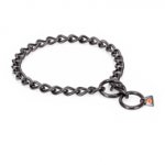 "Fur Protector" Black Stainless Steel Bulldog Choke Collar - 1/6 inch (4 mm) wire diameter
