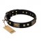 "Biker Style" FDT Artisan Black Leather Bulldog Collar with Old Bronze Look Plates and Skulls