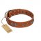 "Splendid Armor" Premium Quality FDT Artisan Tan Designer Bulldog Collar with Shields and Stars