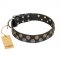 "Romantic Breeze" FDT Artisan Black Leather Bulldog Collar with Riveted Circles