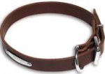 Leather collar with name tag - id tag - c456