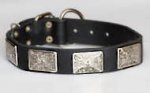 Handcrafted Leather Dog Collar With Vintage Plates