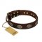 "Chocolate kiss" FDT Artisan Leather Bulldog Collar with Old Bronze Look Oval Plates