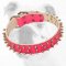 Gorgeous Designer Pink Leather Bulldog Collar with Spikes
