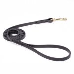Black Biothane Bulldog Leash for Walking, Tracking