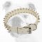 Elegant White Leather Bulldog Collar with 2 Rows of Nickel Spikes