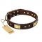 "Rich Fashion" FDT Artisan Decorated Leather Bulldog Collar with Plates and Studs