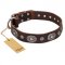 "Extra Pizzazz" FDT Artisan Adorned Brown Leather Bulldog Collar