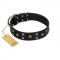 "Fire Eyes" Designer Handmade FDT Artisan Black Leather Bulldog Collar