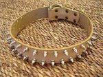 Bull custom Leather Spiked Dog Collar - 2 Rows of spikes