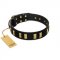"Glorious Night" FDT Artisan Decorated Black Leather Bulldog Collar