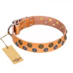 "Precious Sparkle" Wide FDT Artisan Studded Leather Bulldog Collar - 1 1/2 inch (40 mm) wide
