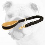 Handcrafted Leather Bulldog Leash with a Soft Padded Handle