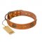 "Sun Beams" FDT Artisan Tan Leather Bulldog Collar with Decorations