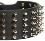 3 inch Spiked Leather Dog Collar for Bulldog