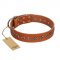 "Star Trek" FDT Artisan Tan Leather Bulldog Collar Decorated with Stars