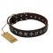 "Stars of Glory" FDT Artisan Brown Leather Bulldog Collar for Comfortable Walking