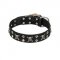 FDT Artisan 'Rock 'n' Roll Style' Leather Bulldog Collar with Skulls, Bones and Studs 1 1/2 inch (40 mm) wide