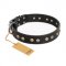 "Jewelry Peas" FDT Artisan Decorated Black Leather Bulldog Collar