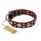 "King of Grace" FDT Artisan Stylish Leather Bulldog Collar with Old Silver-Like Plated Decorations