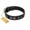 "Silver River" Designer Handmade FDT Artisan Black Leather Bulldog Collar