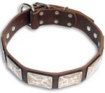 Handmade Bulldog Brown dog collar 18 inch/18'' collar - c83
