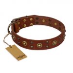 "Unfailing Charm" FDT Artisan Studded Tan Leather Bulldog Collar