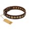 "Ancient Warrior" FDT Artisan Fancy Leather Bulldog Collar with Old-Bronze Plated Decorations