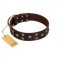 "Brown Shadow" Designer Handmade FDT Artisan Brown Leather Bulldog Collar
