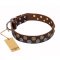 'Strong Shields' FDT Artisan Leather Bulldog Collar with Handset Exclusive Decor