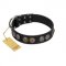 "Mister Exclusive" Designer FDT Artisan Black Leather Bulldog Collar with Medallions