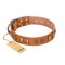 "Natural Beauty" FDT Artisan Tan Leather Bulldog Collar with Old Bronze-like Circles and Plates