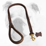 Premium Quality Braided Leather Bulldog Leash with Rounded Handle