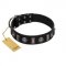 "Silver Spikes" Exclusive FDT Artisan Black Leather Bulldog Collar