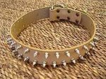 Bullterrier Leather Spiked Dog Collar - 2 Rows of spikes