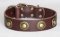 Leather Dog Collar with silver conchos- black,brown,tan colors