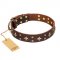 'High Fashion' FDT Artisan Embellished Brown Leather Bulldog Collar