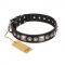 "Eternal Beauty and Style" FDT Artisan Adorned Black Leather Bulldog Collar