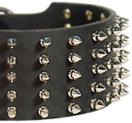 3 inch Spiked Leather Dog Collar for Bulldog