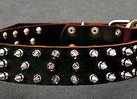 Leather Spiked Dog Collar-3 Rows of spikes