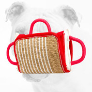Bulldog Bite Pillow with Jute Cover