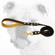 Gorgeous Beautifully Decorated Walking Leather Bulldog Leash